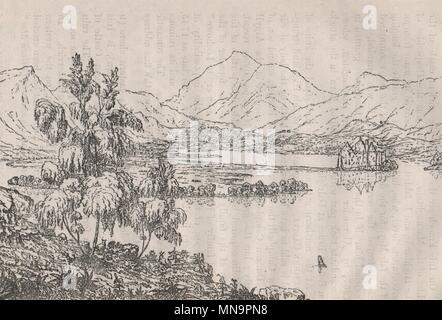 Kilchurn Castle und Loch Awe. Schottland 1886 alte antike vintage Bild drucken Stockfoto