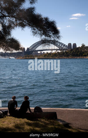 Darling Harbour und dem Sydney Harbour Bridge aus Ost balmain Sydney New South Wales, Australien Stockfoto