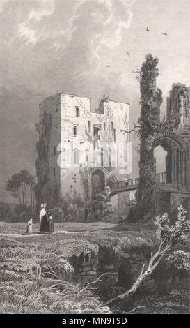 Der raglan Schloss, Monmouthshire, Wales, von Henry Gastineau 1835 Drucken Stockfoto