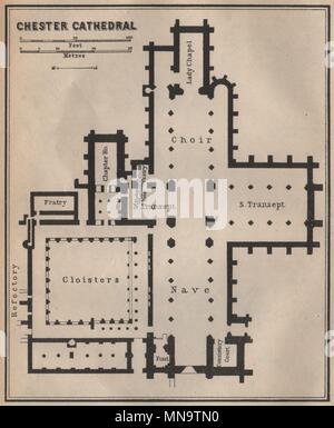 CHESTER CATHEDRAL Grundriss. Cheshire. BAEDEKER 1906 alte antike Karte chart Stockfoto