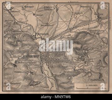 COBURG Umgebung/suchen. Bayern Bayern. BAEDEKER 1904 alte antike Karte chart Stockfoto