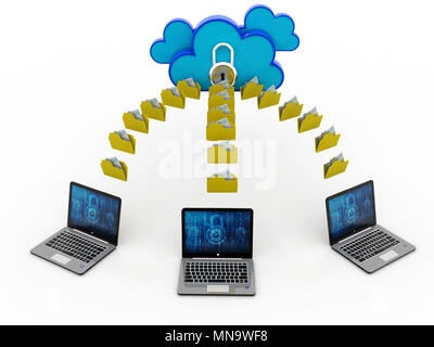 3D-rendering Cloud Computing Konzept, Cloud netzwerk konzept Stockfoto