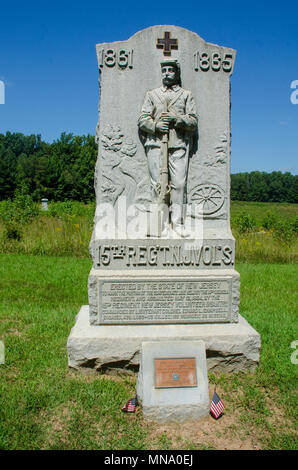 Regimental Denkmal für die 15 New Jersey Freiwillige bei den blutigen Winkel. Stockfoto