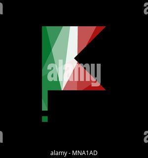 Low Poly dreieckige Italien Flagge polygonalen Farbe Wirkung. Vektor isoliert Stock Vektor