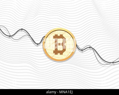 Bitcoin anmelden Kreis auf Nach unten. finanzielle Symbol. cryptocurrency. elektronisches Geld. Zusammenbruch Stock Vektor