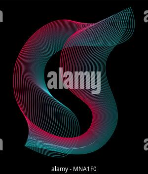 Abstrakte Kreis mit Wellen auf Schwarz. Viele farbige Linien. Hintergrund. Blend Tool Stock Vektor