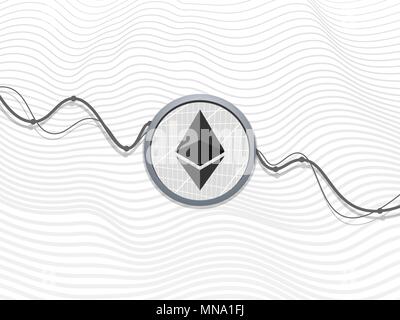 Des Astraleums cripto Währung chrystal Symbol. Im Hintergrund des Astraleums drop-down-Grafiken. Finanzielle Symbol. Elektronisches Geld Stock Vektor