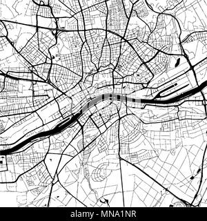 Frankfurt, Deutschland, Monochrome Karte Kunstdruck, Vektor Outline Version, bereit für die Farbe ändern, getrennt auf Weiß Stock Vektor