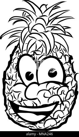 Lachend Ananas Vektor-illustration Obst. Hand Vektor Kontur Skizzen gezeichnet. Für jede Art von Werbung in Web und Print. Stock Vektor