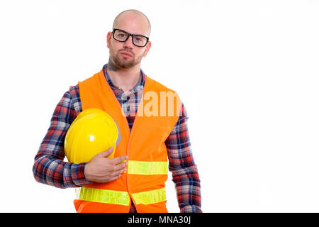 Junge kahle muskulösen Mann Bauarbeiter Stockfoto