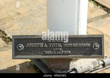 Glatton Air Base Memorial. Royal Air Force Glatton in Cambridgeshire, Großbritannien, wurde von den United States Army Air Forces Achten Air Force Bombern im Zweiten Weltkrieg eingesetzt Stockfoto