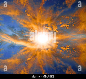 Hintergrund abstrakte farbenfrohe Himmel und Wolken auf Wand Stockfoto