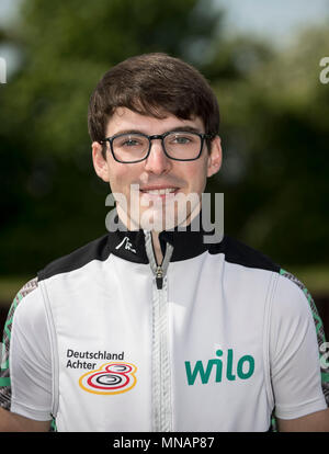 Dortmund, Deutschland. 03 Mai, 2018. Steuermann Jonas WIESEN, Deutschland, Rudern, Präsentation Germany-Achter, 03.05.2018 in Dortmund/Deutschland. | Verwendung der weltweiten Kredit: dpa/Alamy leben Nachrichten Stockfoto