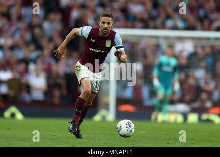 Birmingham, Großbritannien. 15. Mai 2018. Conor Hourihane von Aston Villa in Aktion. EFL Skybet Meisterschaft Play off Halbfinale 2 Bein übereinstimmen, Aston Villa v Middlesbrough in der Villa Park in Birmingham, Midlands am Dienstag, den 15. Mai 2018. Dieses Bild dürfen nur für redaktionelle Zwecke verwendet werden. Nur die redaktionelle Nutzung, eine Lizenz für die gewerbliche Nutzung erforderlich. Keine Verwendung in Wetten, Spiele oder einer einzelnen Verein/Liga/player Publikationen. pic von Andrew Obstgarten/Andrew Orchard sport Fotografie/Alamy leben Nachrichten Stockfoto