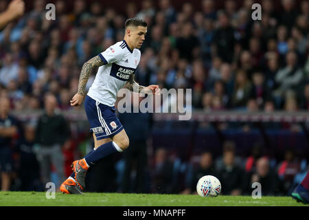 Birmingham, Großbritannien. 15. Mai 2018. Mo Besic von Middlesbrough in Aktion. EFL Skybet Meisterschaft Play off Halbfinale 2 Bein übereinstimmen, Aston Villa v Middlesbrough in der Villa Park in Birmingham, Midlands am Dienstag, den 15. Mai 2018. Dieses Bild dürfen nur für redaktionelle Zwecke verwendet werden. Nur die redaktionelle Nutzung, eine Lizenz für die gewerbliche Nutzung erforderlich. Keine Verwendung in Wetten, Spiele oder einer einzelnen Verein/Liga/player Publikationen. pic von Andrew Obstgarten/Andrew Orchard sport Fotografie/Alamy leben Nachrichten Stockfoto