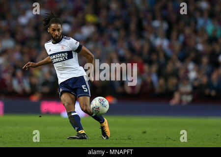 Birmingham, Großbritannien. 15. Mai 2018. Ryan Shotton von Middlesbrough in Aktion. EFL Skybet Meisterschaft Play off Halbfinale 2 Bein übereinstimmen, Aston Villa v Middlesbrough in der Villa Park in Birmingham, Midlands am Dienstag, den 15. Mai 2018. Dieses Bild dürfen nur für redaktionelle Zwecke verwendet werden. Nur die redaktionelle Nutzung, eine Lizenz für die gewerbliche Nutzung erforderlich. Keine Verwendung in Wetten, Spiele oder einer einzelnen Verein/Liga/player Publikationen. pic von Andrew Obstgarten/Andrew Orchard sport Fotografie/Alamy leben Nachrichten Stockfoto