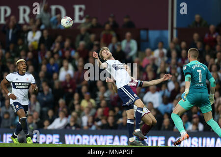 Birmingham, Großbritannien. 15. Mai 2018. Patrick Bamford von Middlesbrough (c) in Aktion. EFL Skybet Meisterschaft Play off Halbfinale 2 Bein übereinstimmen, Aston Villa v Middlesbrough in der Villa Park in Birmingham, Midlands am Dienstag, den 15. Mai 2018. Dieses Bild dürfen nur für redaktionelle Zwecke verwendet werden. Nur die redaktionelle Nutzung, eine Lizenz für die gewerbliche Nutzung erforderlich. Keine Verwendung in Wetten, Spiele oder einer einzelnen Verein/Liga/player Publikationen. pic von Andrew Obstgarten/Andrew Orchard sport Fotografie/Alamy leben Nachrichten Stockfoto