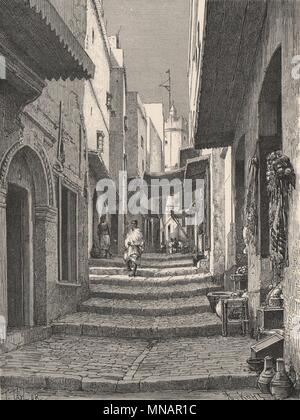 Blick auf die Straße in der Altstadt von Algier. Algerien 1885 antike Bild drucken Stockfoto