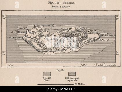 Sokotra. Indischen Ozean. Ostafrikanischen Inseln. Jemen 1885 alte antike Karte chart Stockfoto