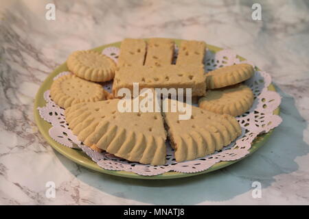 Alle Butter Shortbread und Tartan Stockfoto