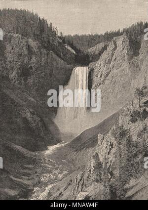 Die großen Fallen, Yellowstone Valley. Wyoming 1885 alte antike Bild drucken Stockfoto