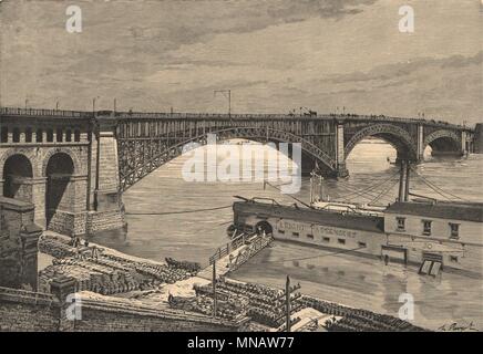 Saint Louis Bridge. Missouri 1885 alte antike vintage Bild drucken Stockfoto