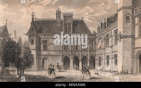 PARIS. Hotel de Cluny I. BICKNELL 1845 alte antike vintage Bild drucken Stockfoto