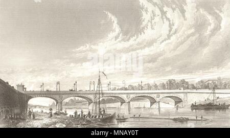 PARIS. Pont de Jena. BICKNELL 1845 alte antike vintage Bild drucken Stockfoto