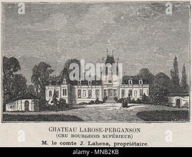 MÉDOC SAINT-LAURENT Chateau Larose-Perganson Cru Bourgeois Supérieur KLEINE 1908 Stockfoto