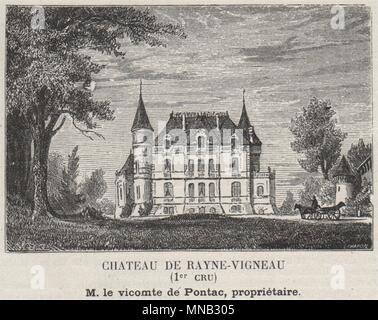 GRANDS VINS BLANCS. SAUTERNES. Chateau de Rayne-Vigneau (1er Cru). Kleine 1908 Stockfoto