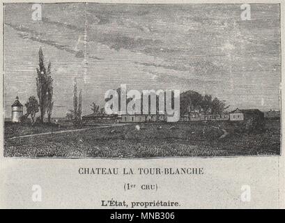 GRANDS VINS BLANCS. BOMMES. Chateau La Tour-Blanche (1er Cru). Létat. Kleine 1908 Stockfoto