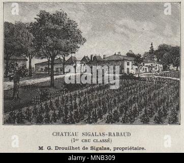 GRANDS VINS BLANCS. BOMMES. Chateau Sigalas-Rabaud (1er Cru Classé). Kleine 1908 Stockfoto