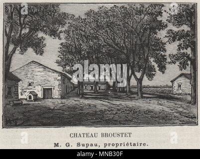 GRANDS VINS BLANCS. BARSAC. Chateau Broustet. Supau. Bordeaux. Kleine 1908 Stockfoto