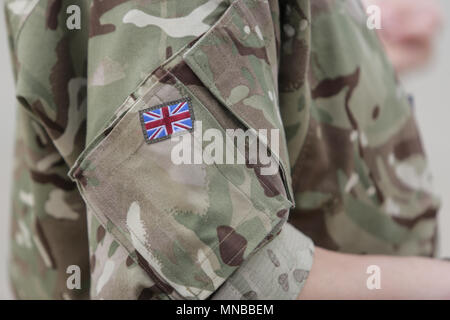 Britische Flagge auf einem Royal Air Force Soldat einheitliche Stockfoto