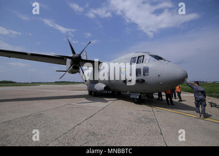 MIHAIL KOGALNICENU, Rumänien - 27. April: Alenia C 2-27 J Spartan Militärflugzeuge, Freitag, 27. April 2018, in Mihail Kogalniceanu Militärflugplatzes. Stockfoto