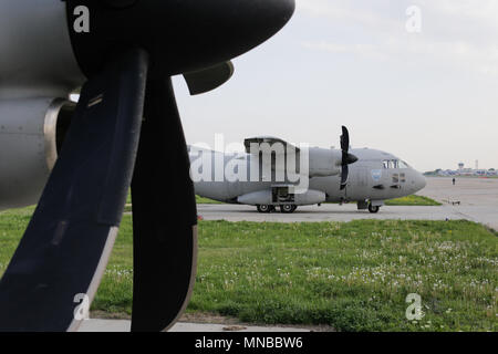 MIHAIL KOGALNICENU, Rumänien - 27. April: Alenia C 2-27 J Spartan Militärflugzeuge, Freitag, 27. April 2018, in Mihail Kogalniceanu Militärflugplatzes. Stockfoto