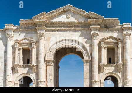 Jerash ist die Stelle der Ruinen des griechisch-römischen Stadt Gerasa, auch bezeichnet als Antiochia am Goldenen Fluss. Stockfoto