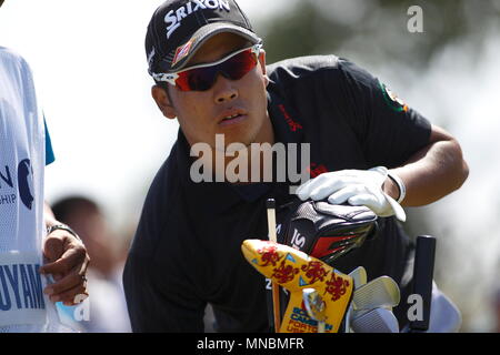 MUIRFIELD, Schottland - Juli 20: Hideki Matsuyama an der zweiten T-Stück während der dritten Runde der Open Championship 2013 in Muirfield Golf Club am 20. Juli 2013 in Schottland. Stockfoto