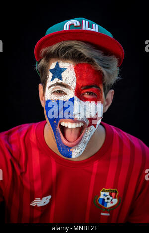 Wm Rusia, Fußball, panamaischer Flagge, Bandera de Panama, rostro, 507, Panama, wm, Rusia 2018, Panama Fußball, Futbol, Mundial de futbol. Stockfoto