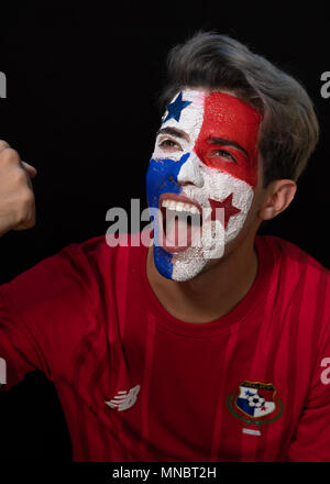 Wm Rusia, Fußball, panamaischer Flagge, Bandera de Panama, rostro, 507, Panama, wm, Rusia 2018, Panama Fußball, Futbol, Mundial de futbol. Stockfoto