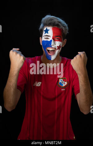 Wm Rusia, Fußball, panamaischer Flagge, Bandera de Panama, rostro, 507, Panama, wm, Rusia 2018, Panama Fußball, Futbol, Mundial de Futbol, Stockfoto