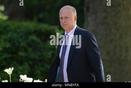 London, Großbritannien. 15. Mai 2018. Chris Grayling, der Staatssekretär für Verkehr in Downing Street für die wöchentliche Kabinettssitzung. Stockfoto