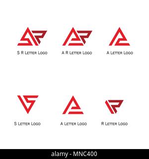 Satz schreiben Logo, SR, AR, EIN, AZ, VS, S, R logo Triangle Design. Stock Vektor