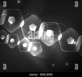 Glühendes Glas transparent pentagans, geometrische abstrakte digitale Hintergrund. Glühendes Glas transparent pentagans, geometrische abstrakte digitale Hintergrund. Vector Illustration Stock Vektor