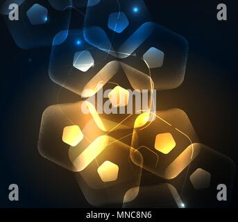 Glühendes Glas transparent pentagans, geometrische abstrakte digitale Hintergrund. Glühendes Glas transparent pentagans, geometrische abstrakte digitale Hintergrund. Vector Illustration Stock Vektor