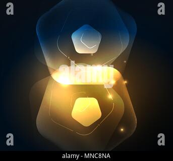 Glühendes Glas transparent pentagans, geometrische abstrakte digitale Hintergrund. Glühendes Glas transparent pentagans, geometrische abstrakte digitale Hintergrund. Vector Illustration Stock Vektor