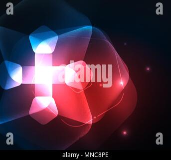 Glühendes Glas transparent pentagans, geometrische abstrakte digitale Hintergrund. Leuchtend rote Glas transparent pentagans, geometrische abstrakte digitale Hintergrund. Vector Illustration Stock Vektor