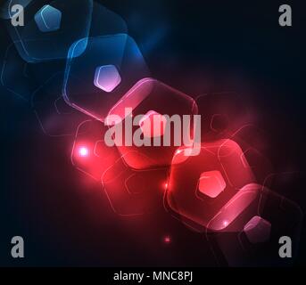 Glühendes Glas transparent pentagans, geometrische abstrakte digitale Hintergrund. Leuchtend rote Glas transparent pentagans, geometrische abstrakte digitale Hintergrund. Vector Illustration Stock Vektor