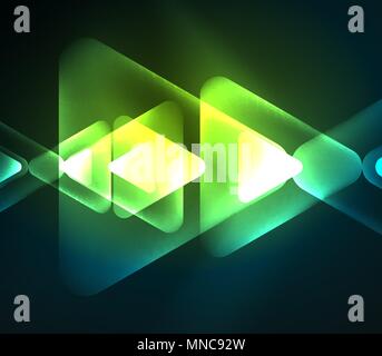 Glas leuchtende helle Dreiecke auf dunklen Raum Design abstrakt Hintergrund. Glas leuchtende helle Dreiecke auf dunklen Raum Design abstrakt Hintergrund. Vector Illustration Stock Vektor