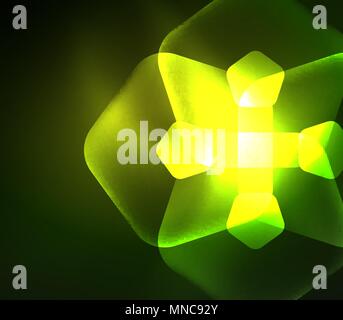 Glühendes Glas transparent pentagans, geometrische abstrakte digitale Hintergrund. Leuchtenden grünen Glas transparent pentagans, geometrische abstrakte digitale Hintergrund. Vector Illustration Stock Vektor